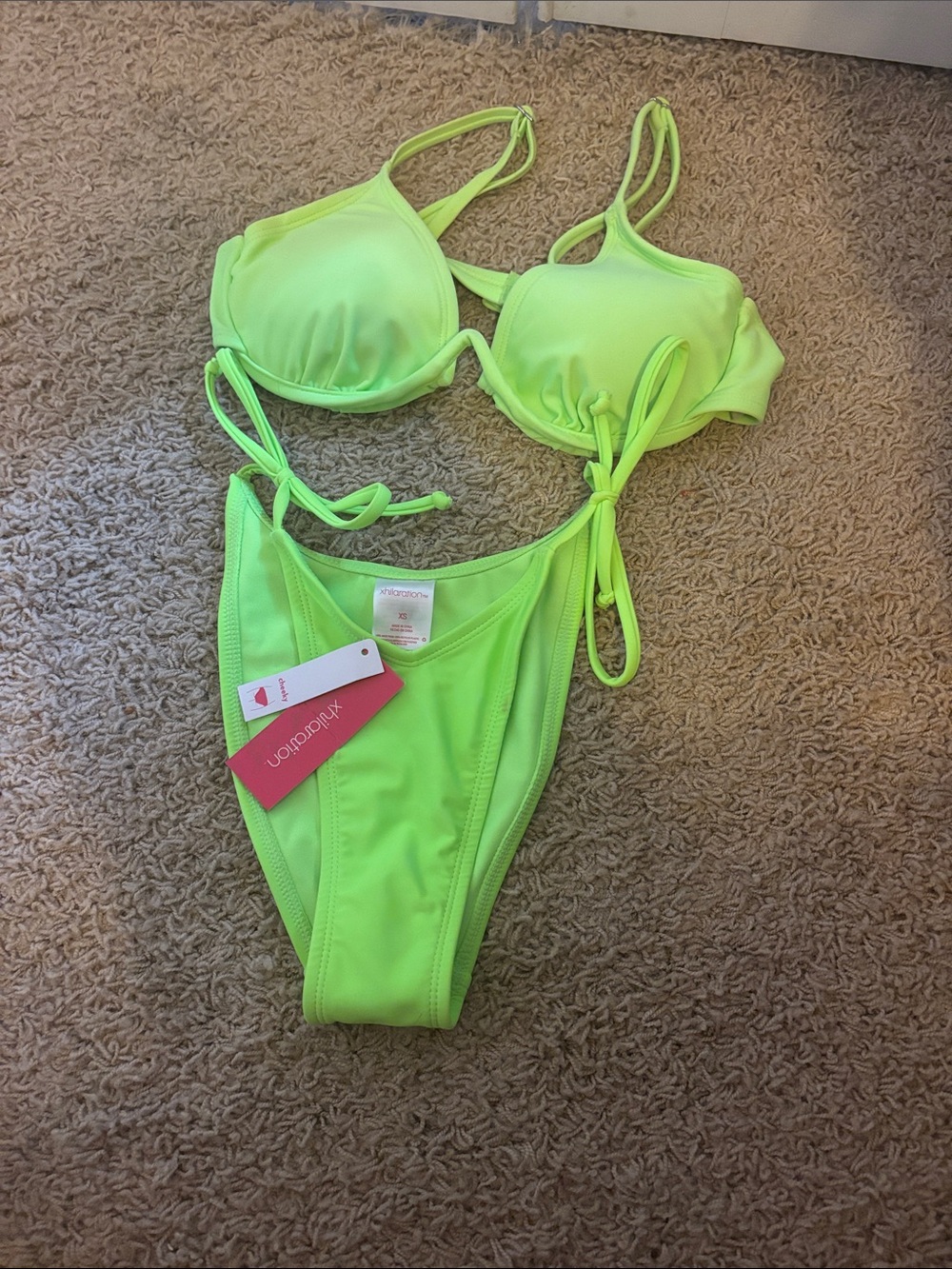 Xhilaration Neon Lime Tie-Side Two-Piece Bikini